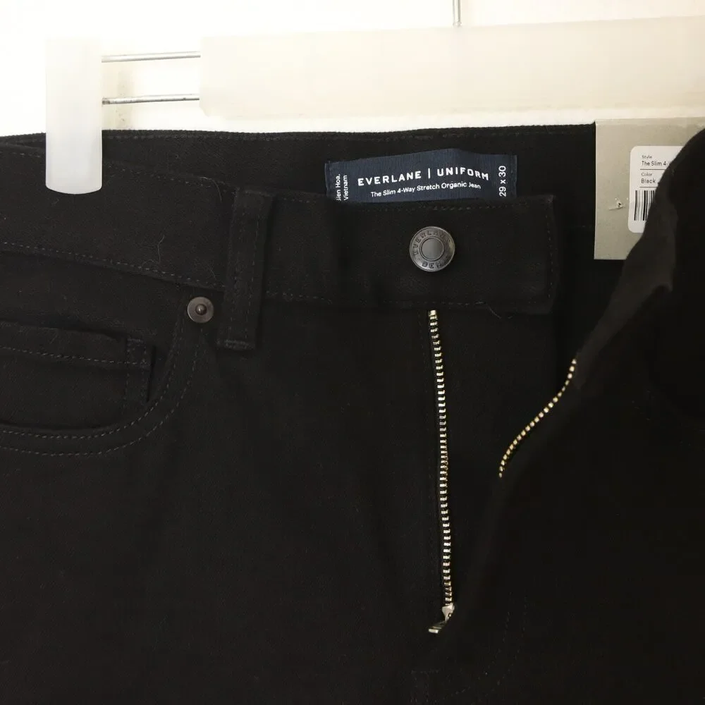 Everlane Uniform The Slim 4-Way Stretch Organic Cotton Jean 29x30 Black NWT B74